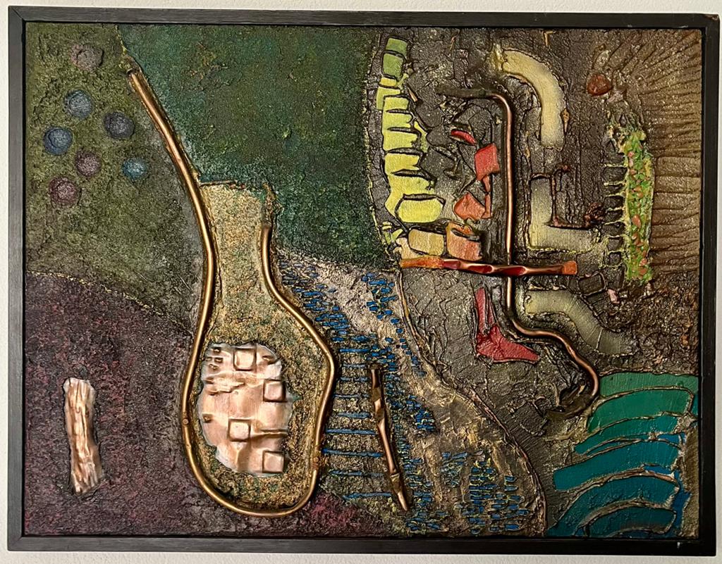 Abstract kunstwerk van Jan van der Venne mixed media 1989, Antiek en Kunst, Kunst | Schilderijen | Modern, Ophalen