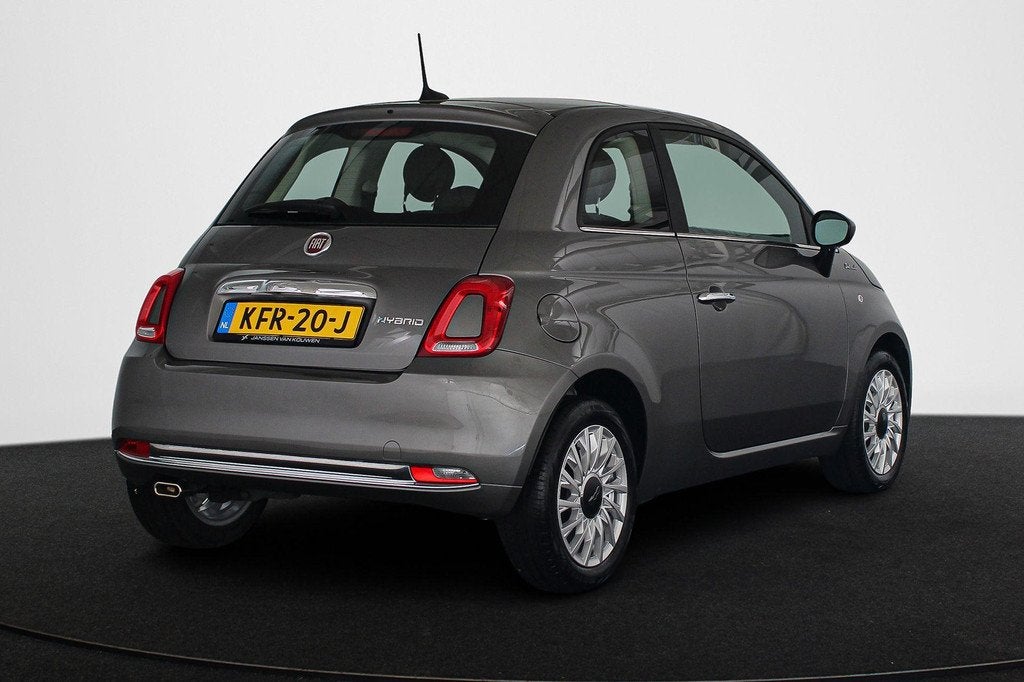 Fiat 500 1.0 Hybrid Dolcevita Panoramadak Apple CarPlay Park, Voorwielaandrijving, Gebruikt, Euro 6, Leder en Stof
