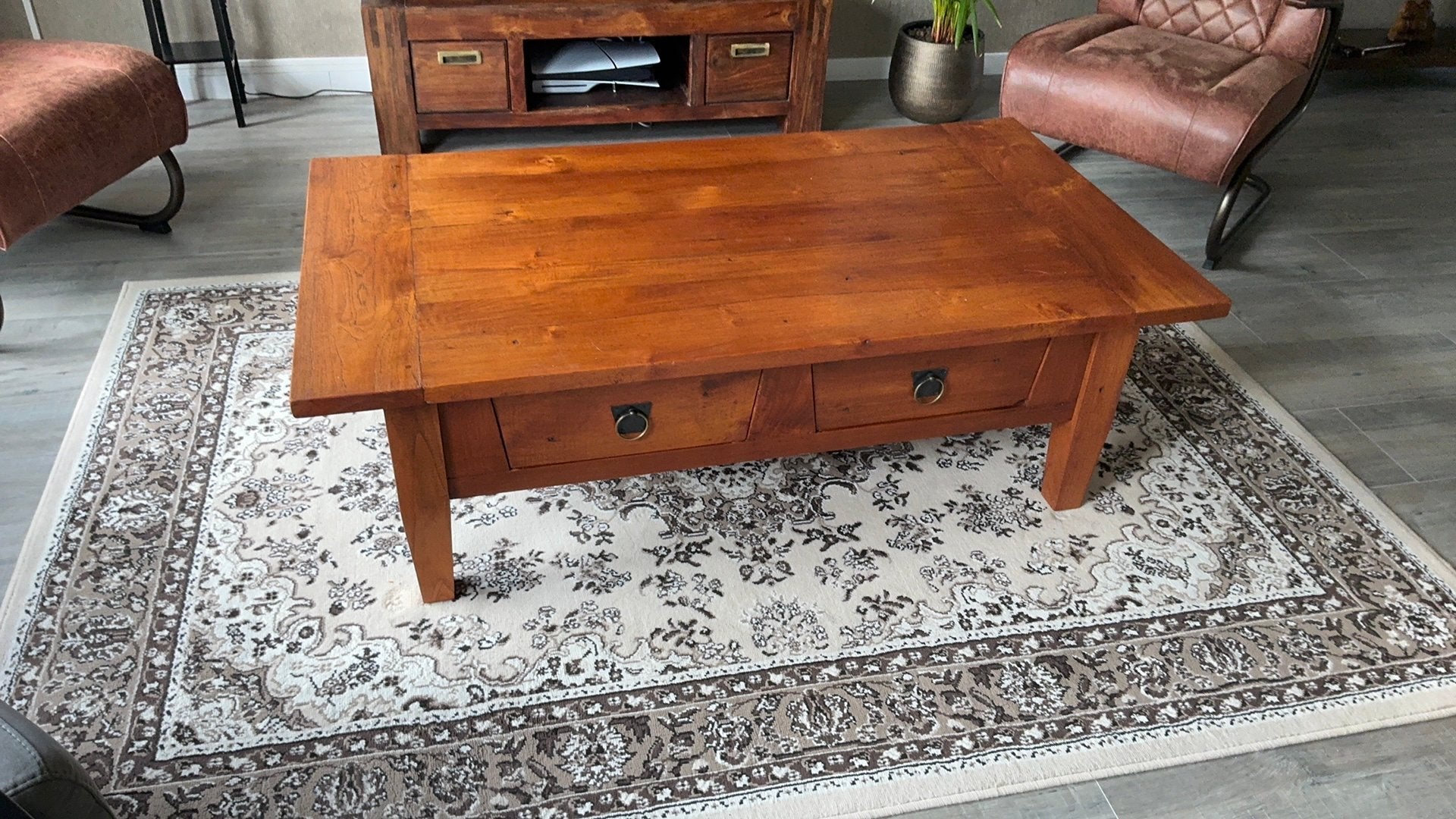 Salontafel teak, Ophalen, 100 tot 150 cm, 50 tot 100 cm, Zo goed als nieuw