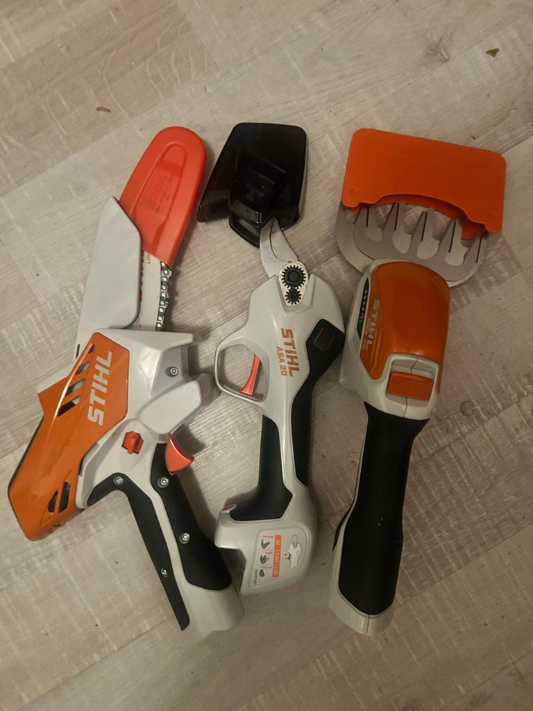 Stihl set: kettingzaag, snoeischaar en gras-/struikschaar, Ophalen of Verzenden, Gebruikt, Overige soorten