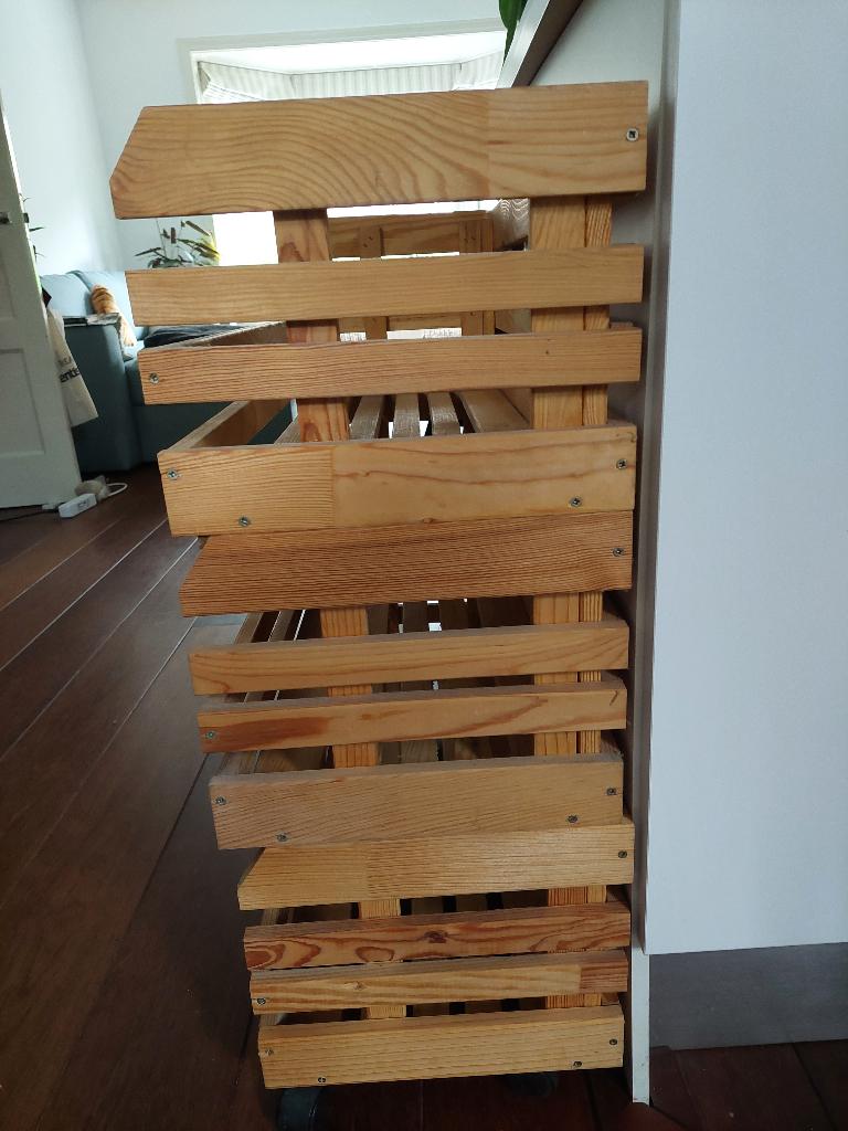 opbergladen, stapelbaar, met wieltjes, Ophalen, Gebruikt, Bruin, 50 tot 100 cm