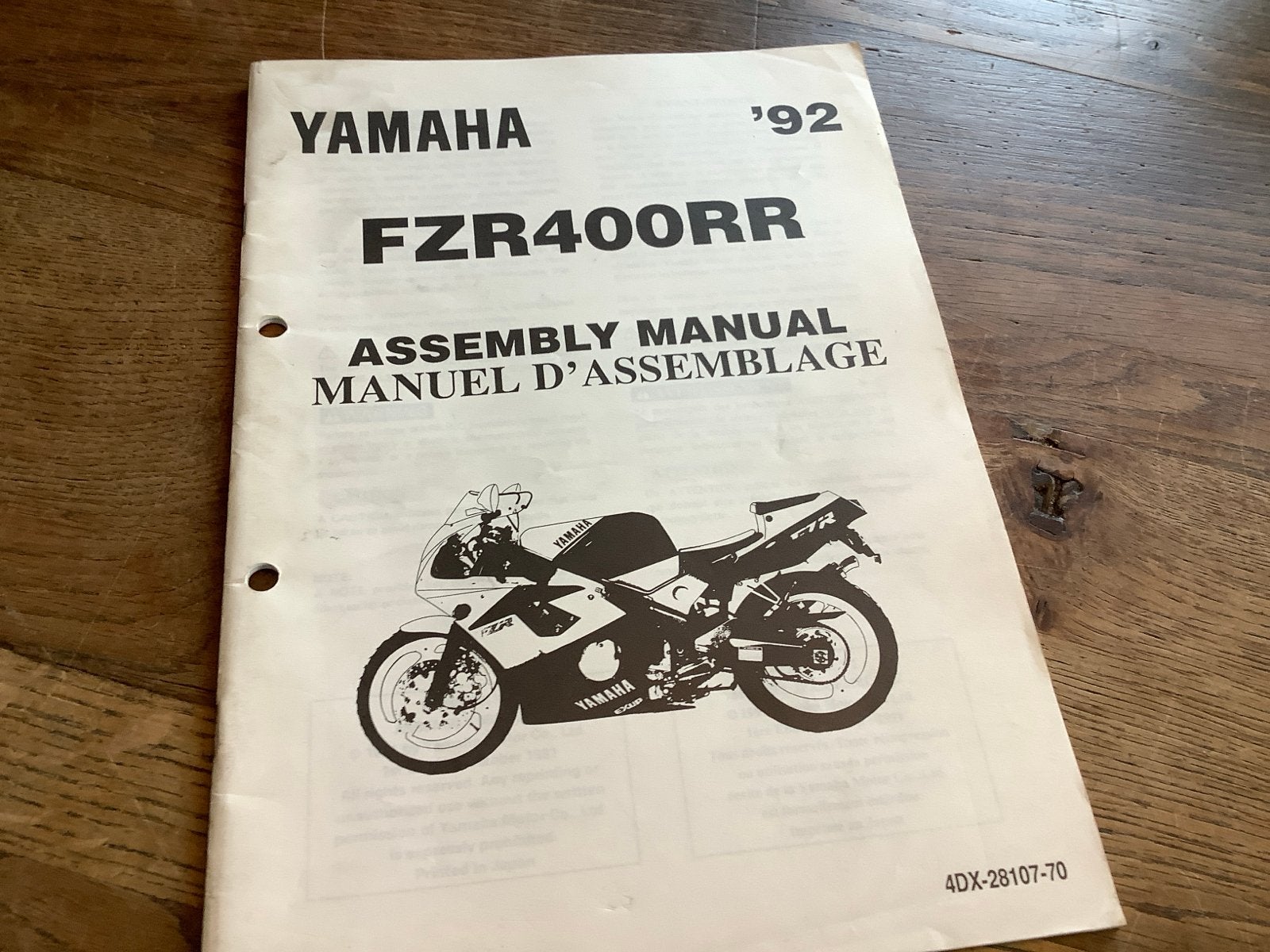 Yamaha FZR400RR '92 Montagehandleiding. (310), Verzenden, Yamaha