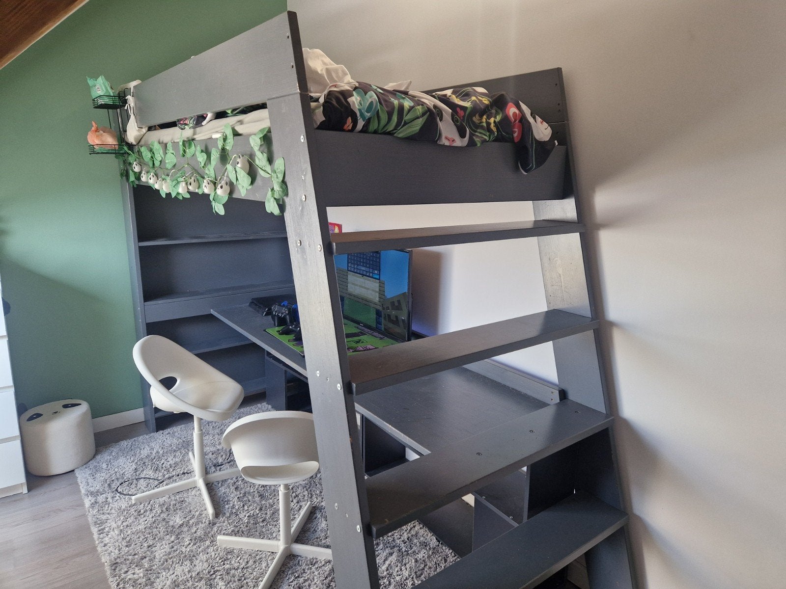 Hoogslaper met bureau en kast, Ophalen, Gebruikt, Eenpersoons, 200 cm
