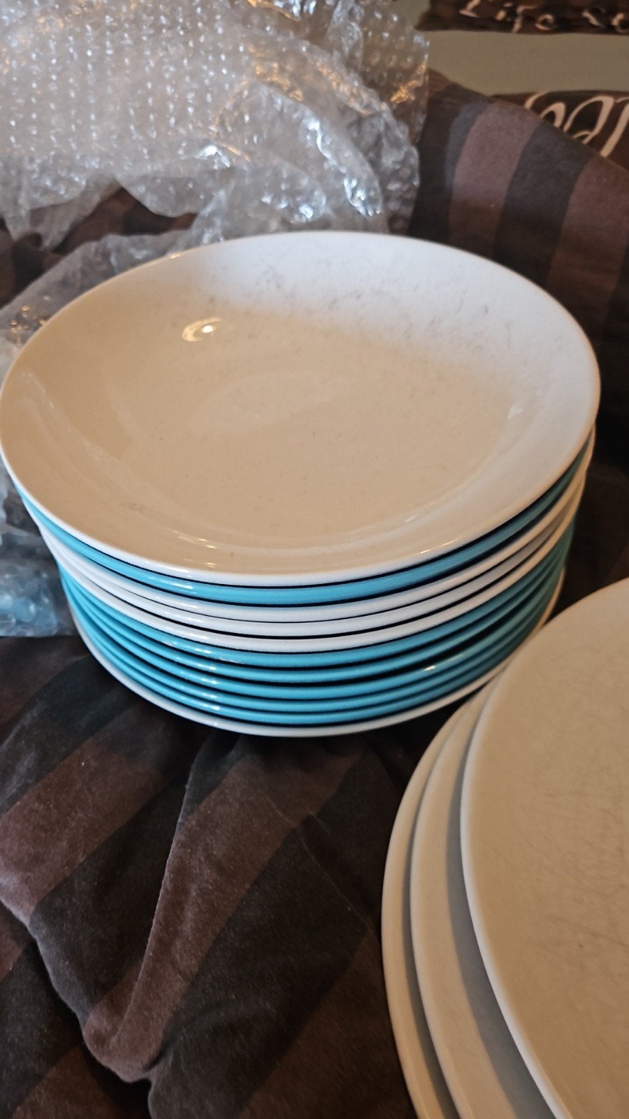 Servies set: borden en kommen in wit en blauw, Ophalen, Overige stijlen, Bord(en)