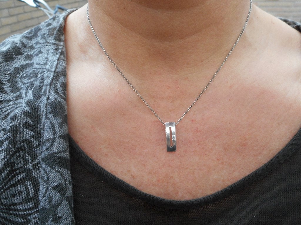 Zilveren ketting met hanger nr.1229, Met hanger, Verzenden, Zo goed als nieuw, Zilver