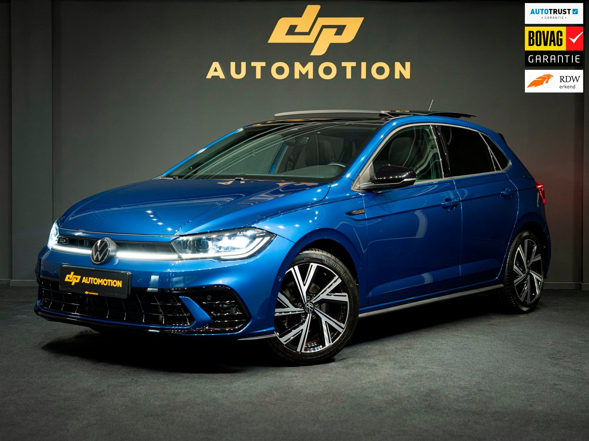 Volkswagen POLO 1.0 TSI 3x R-Line Pano/Beats/Keyless/Cam/ACC, Dealer onderhouden, Gebruikt, Euro 6, Blauw