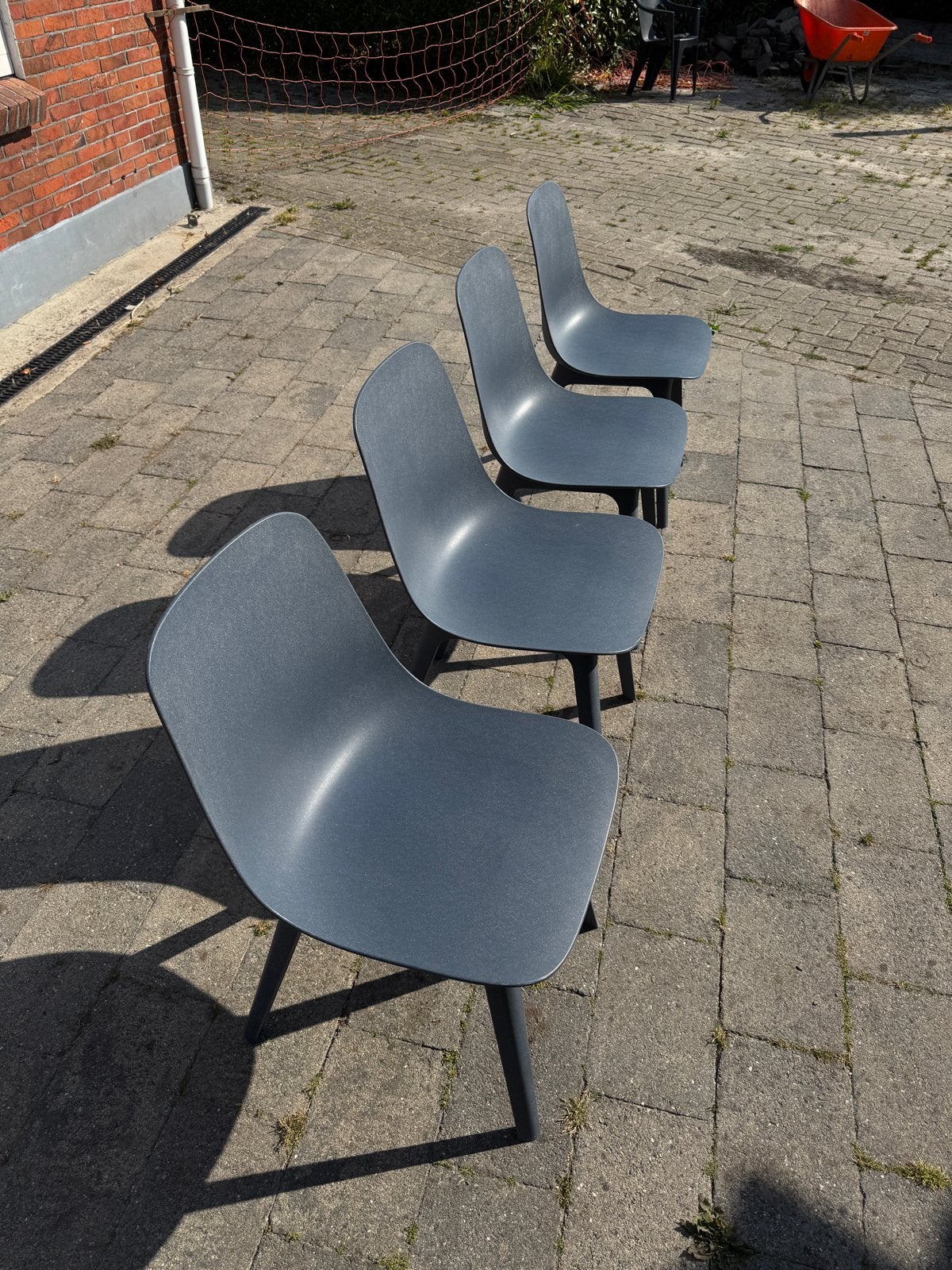 4x IKEA Odger stoel BLAUW!, Kunststof, Gebruikt, Blauw, Ophalen of Verzenden