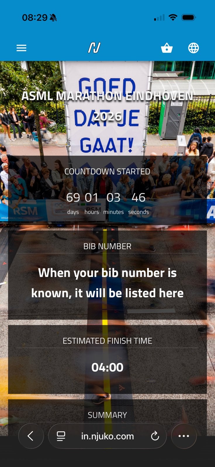 Startbewijs ASML Marathon Eindhoven hele marathon 42,4 km, Eén persoon