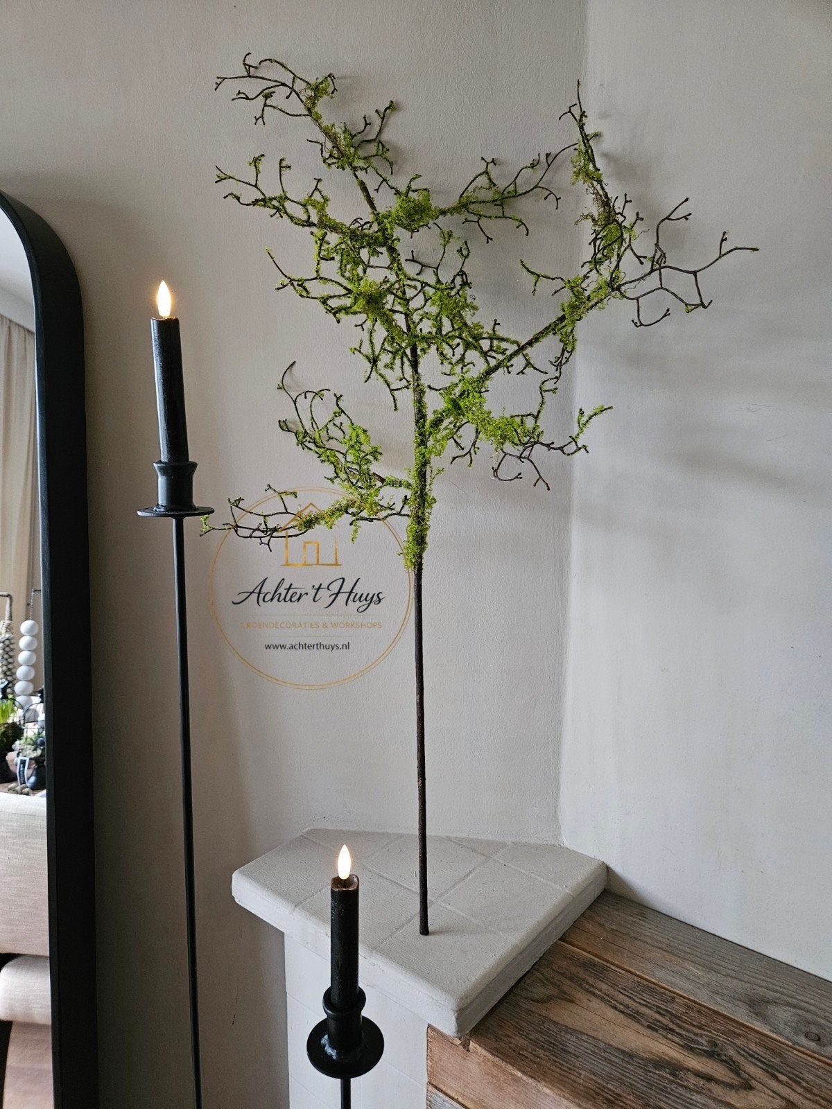 Kunst mos tak - najaar - herfst - winter - zijdenbloemen, Groen, 90 cm, Nieuw, Ophalen of Verzenden
