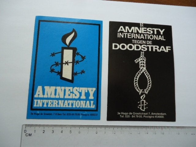 sticker oud Amnesty International politiek protest Jaren 70, Verzenden, Zo goed als nieuw, Bedrijf of Vereniging