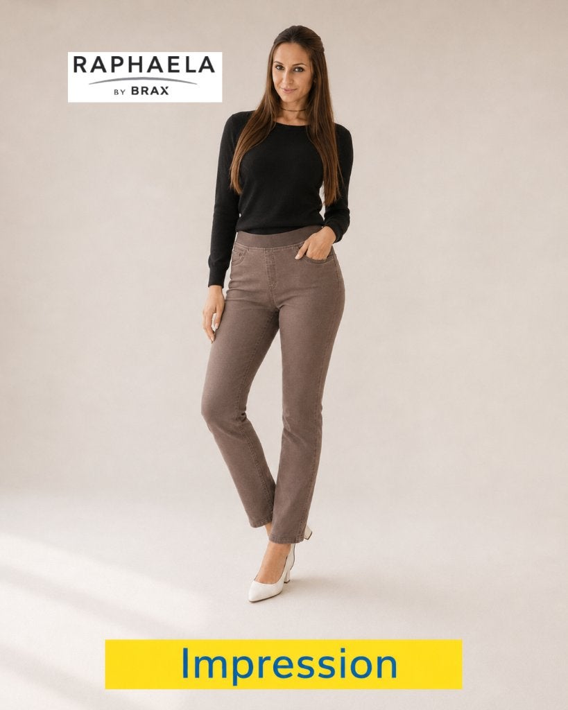 Raphaela by Brax - Pamina Fun - mokka pantalon - maat 44, Bruin, Maat 42/44 (L), Lang, Gedragen