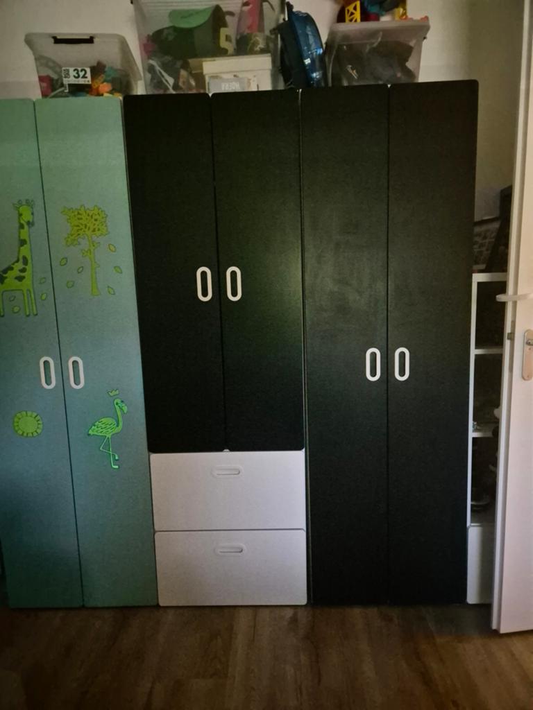 2x IKEA Stuva Platsa Kasten Zwart/Wit met Lades & Planken, Met deur(en), Overige materialen, Gebruikt, 100 tot 150 cm