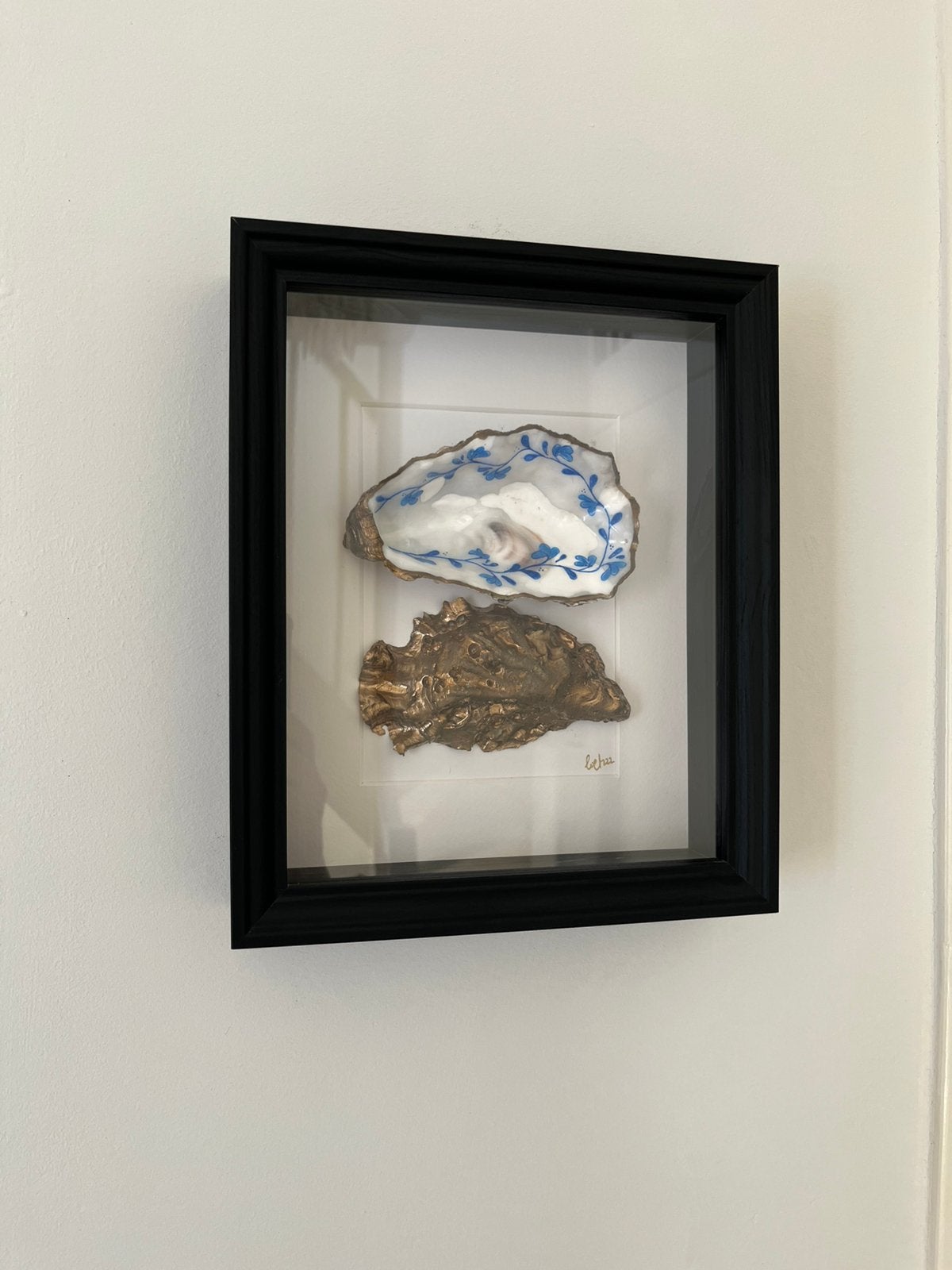 Bewerkte oesters in lijst, Gebruikt, 23 cm, Handgemaakt, Ophalen of Verzenden