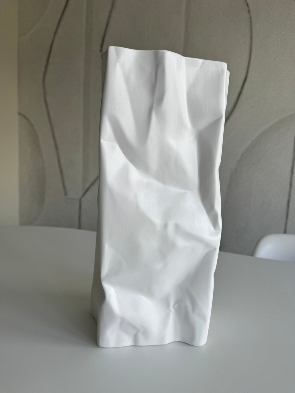 Kreukel vaas, Ophalen, Zo goed als nieuw, Wit