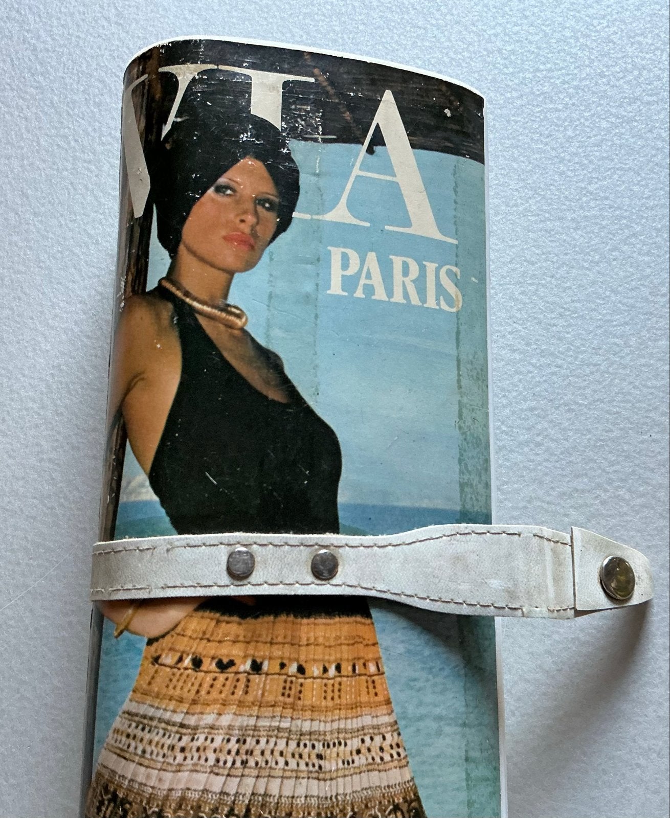 Vintage clutch tasje in magazine-stijl uit de 70 e Jaren., Verzenden, Gebruikt, Overige kleuren, Avondtasje