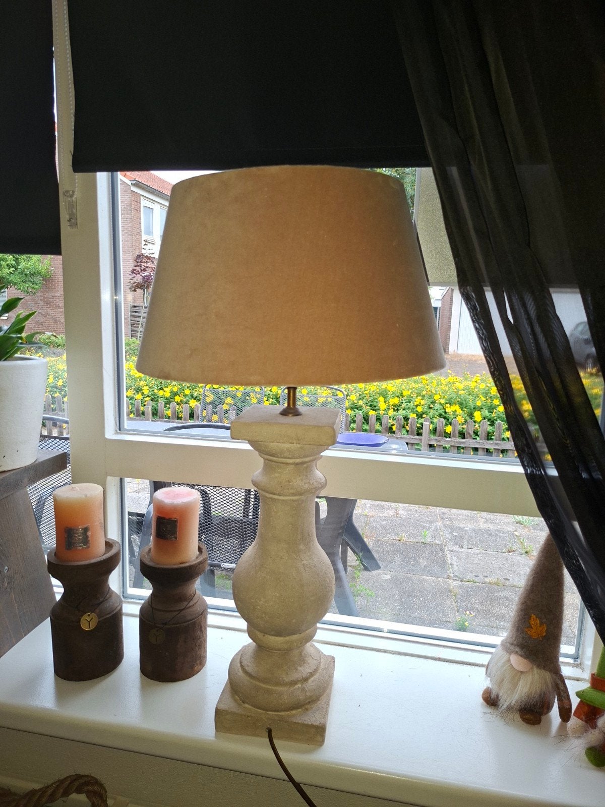 2 rustieke balusterlampen  met riviera maison kap, Huis en Inrichting, Ophalen, Riviera Maison, Met kap