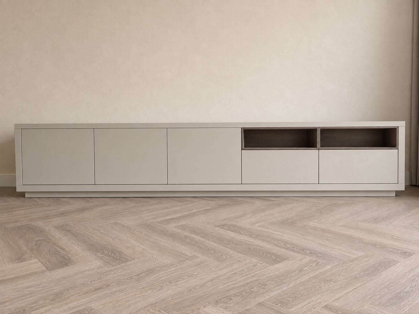 audio/tv meubel, 195x58x50 (BxHxD), inclusie LP-lades, Huis en Inrichting, 150 tot 200 cm, Ophalen of Verzenden, Zo goed als nieuw
