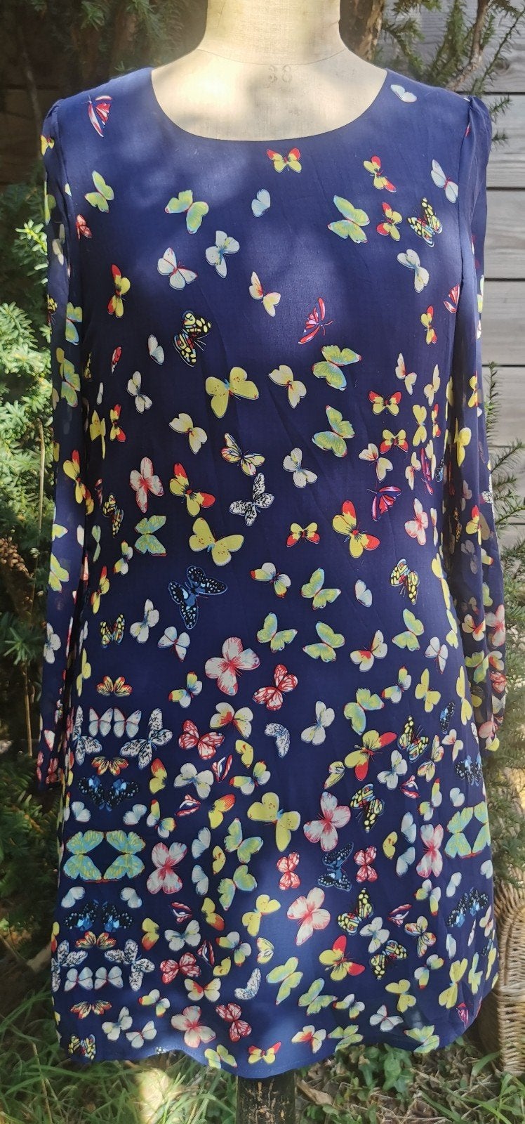 Yumi jurk met vlinderprint - Maat 38/40 (M), Maat 38/40 (M), Blauw, Ophalen of Verzenden, Zo goed als nieuw