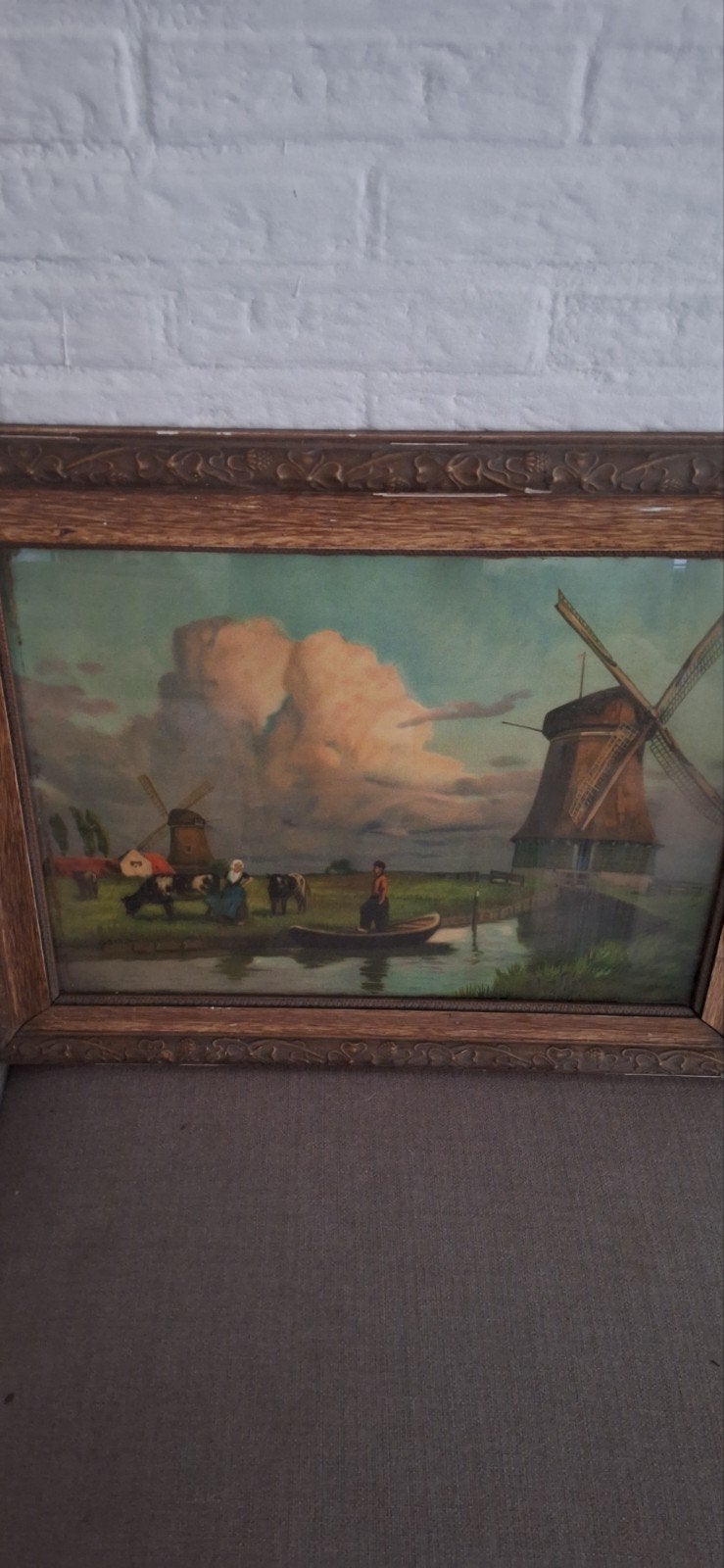 3 schilderijen met lijst eind 19e/half 20ste eeuw, Antiek en Kunst, Kunst | Schilderijen | Klassiek, Ophalen, Oud hollands, Olieverf