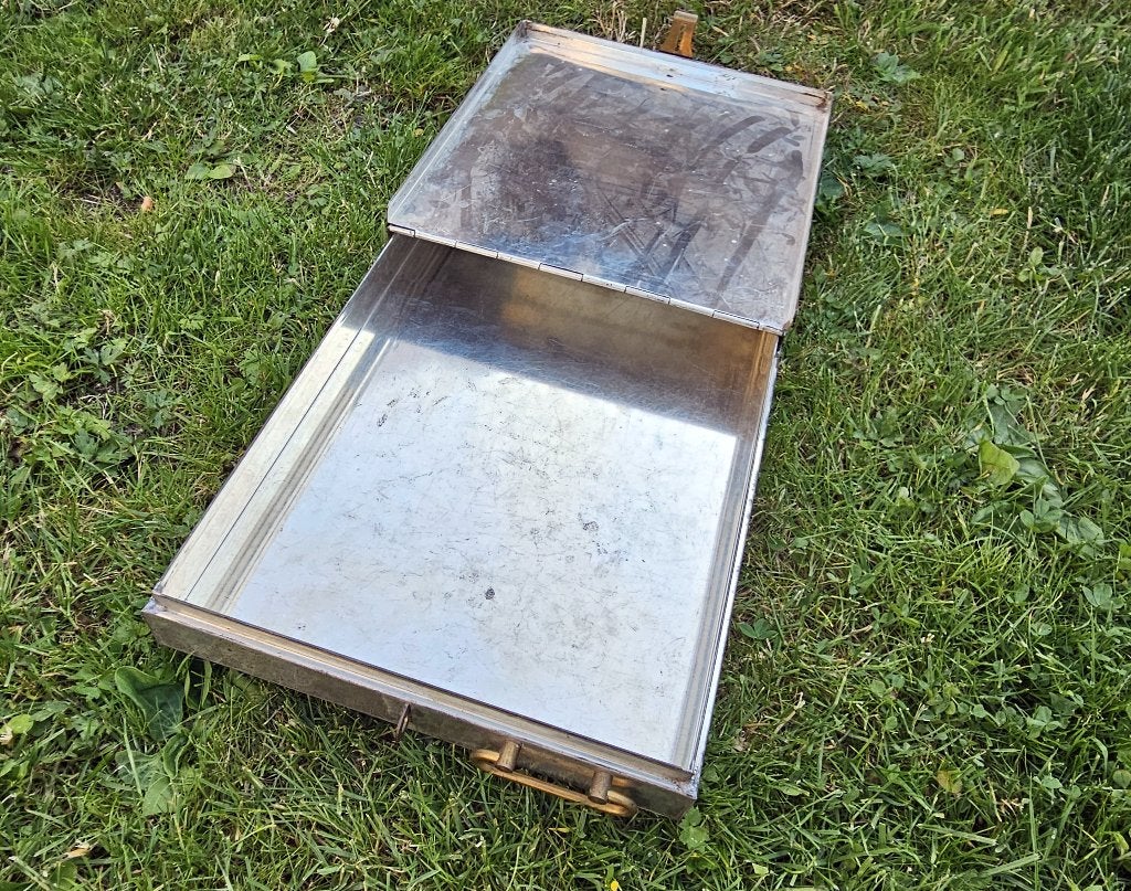 Zeldzame antieke metalen bankcassette / documentenkoffer, Ophalen of Verzenden