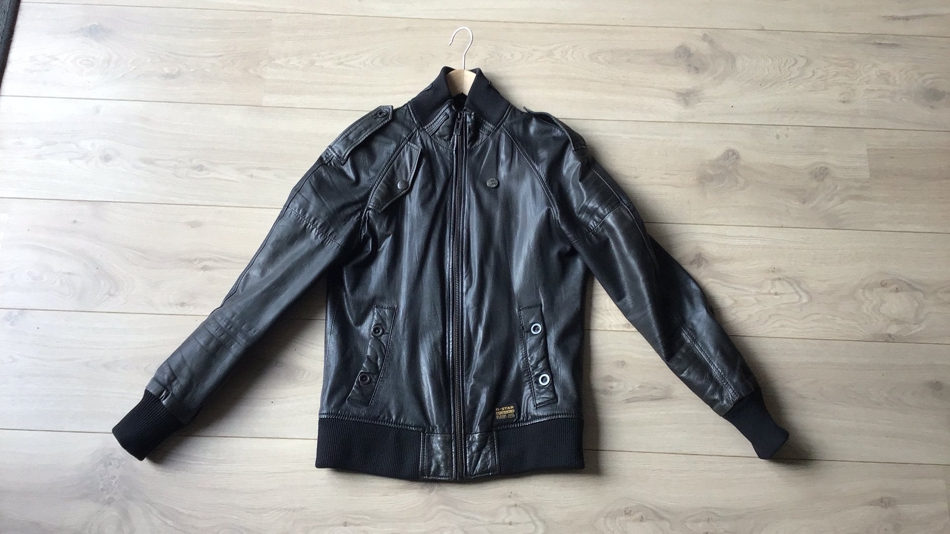 Vintage Leren G-Star jas, Kleding | Heren, Ophalen of Verzenden, Gedragen, Maat 48/50 (M), Zwart