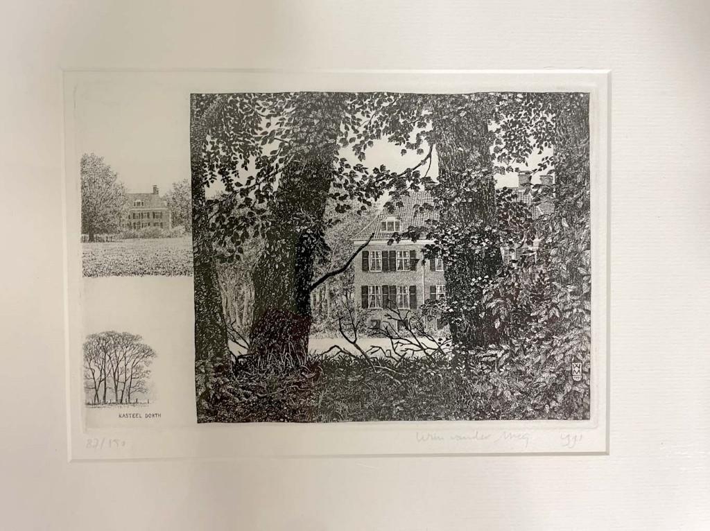 Kasteel Dorth, Ets, 19 cm, Gesigneerd, Ophalen of Verzenden