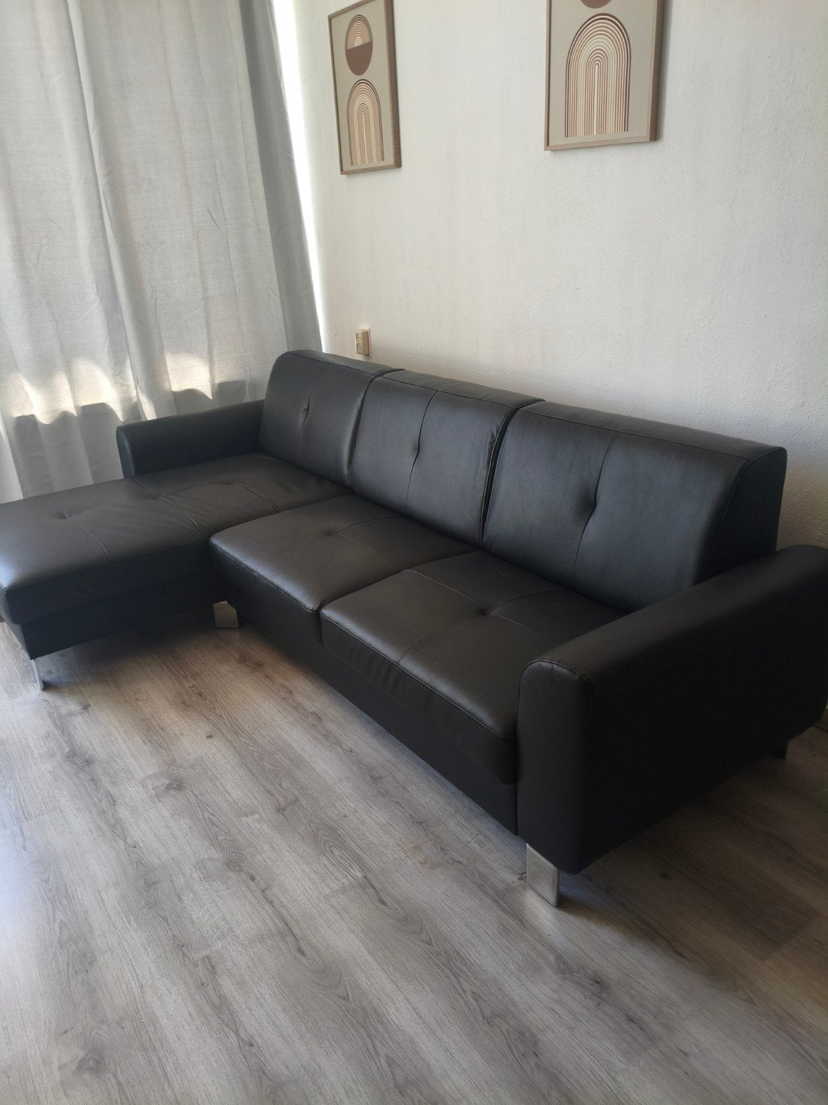 nieuw zwarte hoekbank met chaise longue - Omkeerbare hoek, Ophalen