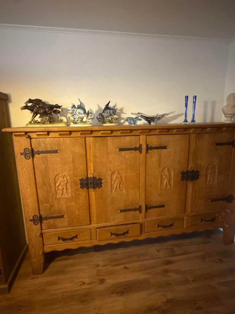 Houten wandkast met deuren en lades, Huis en Inrichting, Kasten | Wandmeubels, Ophalen, Gebruikt, 100 tot 150 cm, 150 tot 200 cm