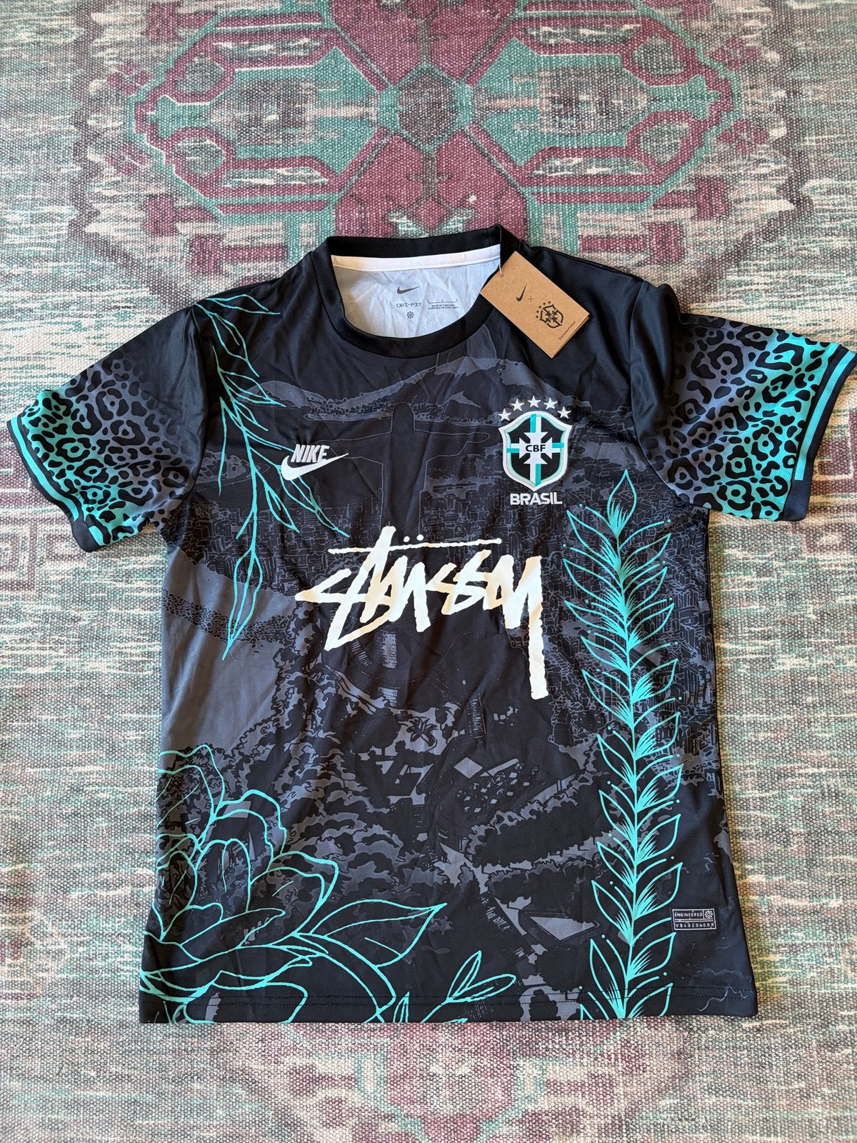 Nike x Stussy x Brazil Voetbalshirt Zwart maat L, Ophalen of Verzenden, Nieuw, Maat 52/54 (L), Zwart