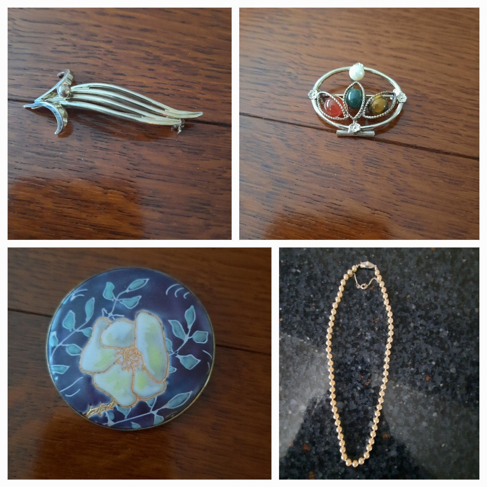 Prachtige kavel vintage mid-century sieraden (4-delig), Ophalen of Verzenden, Overige materialen, Broche
