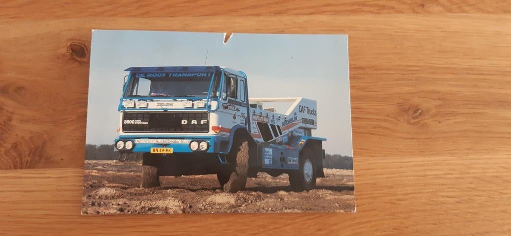Daf Trucks turbo twin rallytruck reclame kaart, Verzamelen, Ophalen of Verzenden, 1980 tot heden, Ongelopen, Voertuig