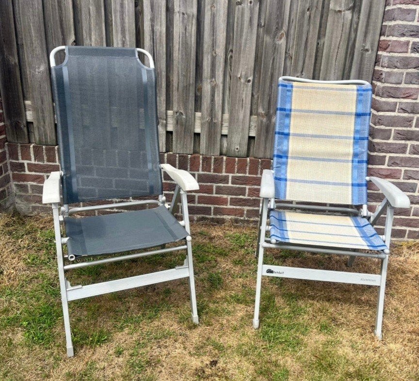 Dukdalf en Vrijbuiter campingstoelen, Caravans en Kamperen, Ophalen, Gebruikt, Campingstoel