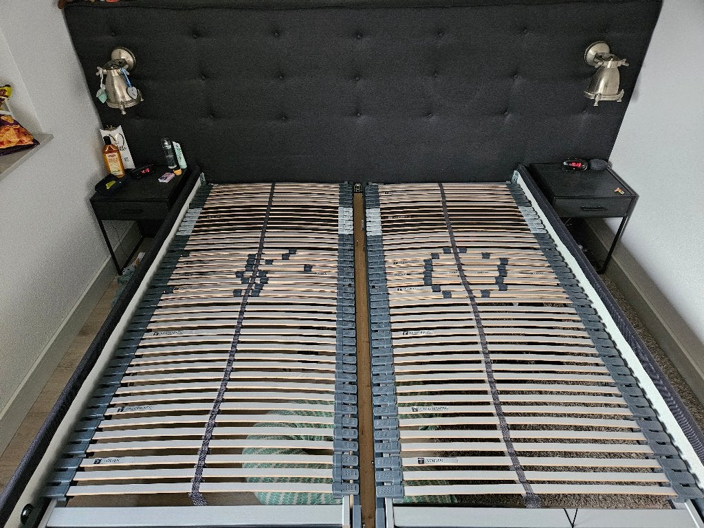 2 x elektrische in hoogte verstelbare bedbodem 200x90, Ophalen, Gebruikt, 90 cm, Eenpersoons