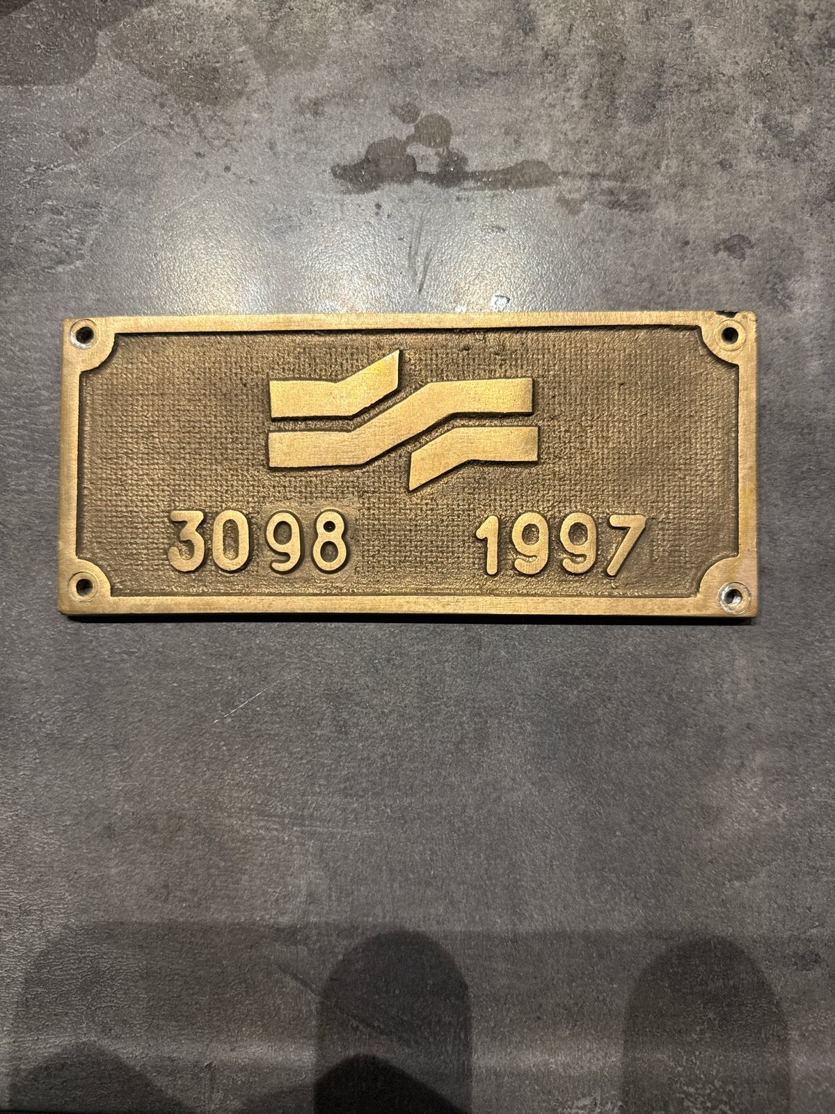 NS Plaquette 3098 1997 - Vintage Messing Plaat, Ophalen, Gebruikt