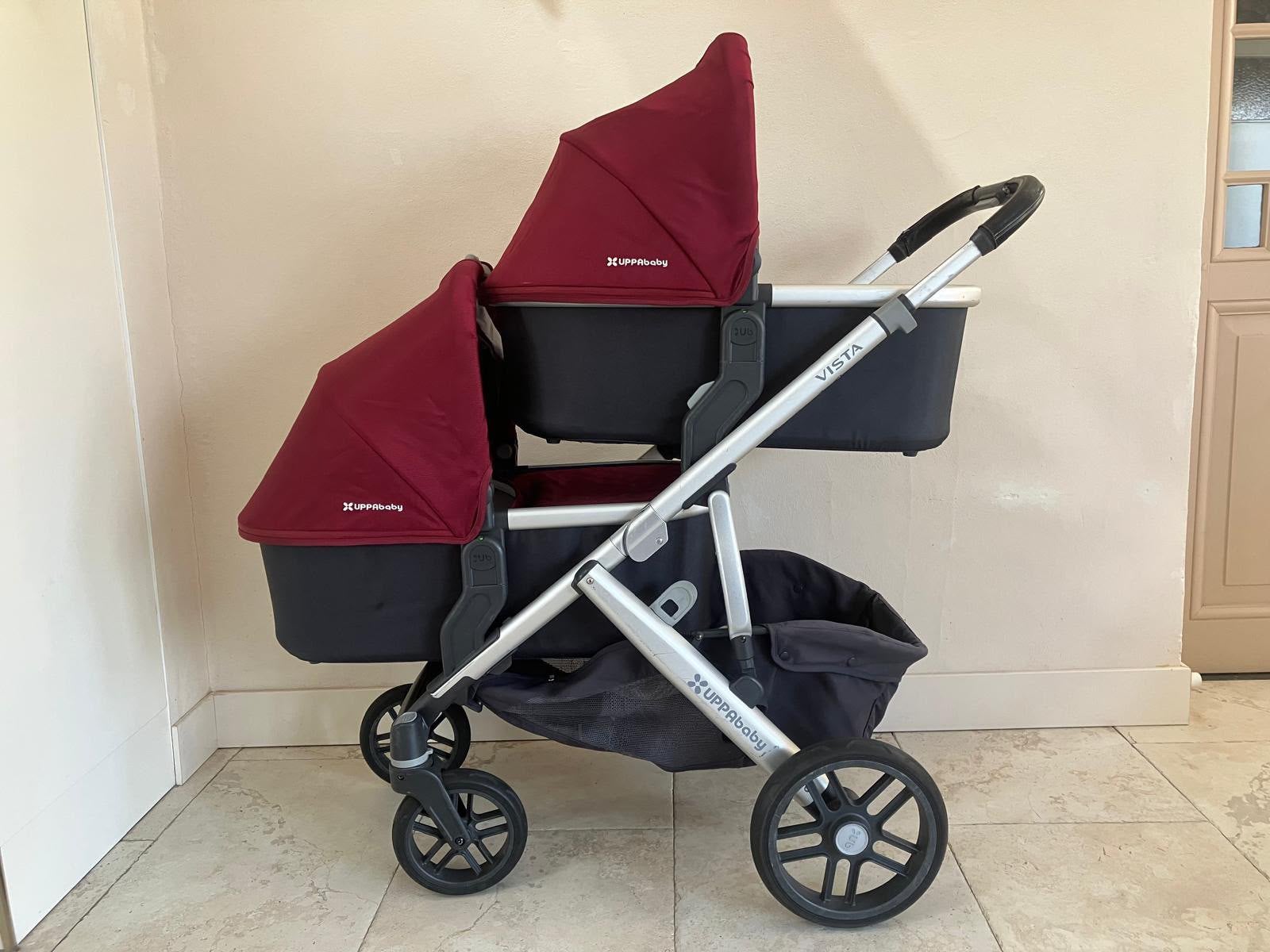 UppaBaby tweeling kinderwagen, Kinderen en Baby's, Kinderwagens en Combinaties, Zo goed als nieuw, Combiwagen, Verstelbare duwstang