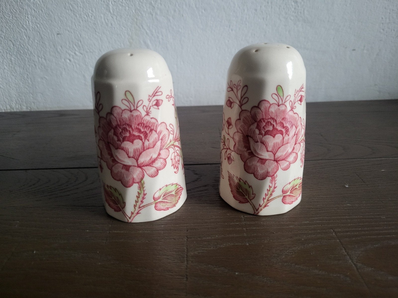 Vintage Zout- en Pepervaatjes Rose Chintz, Antiek en Kunst, Ophalen of Verzenden