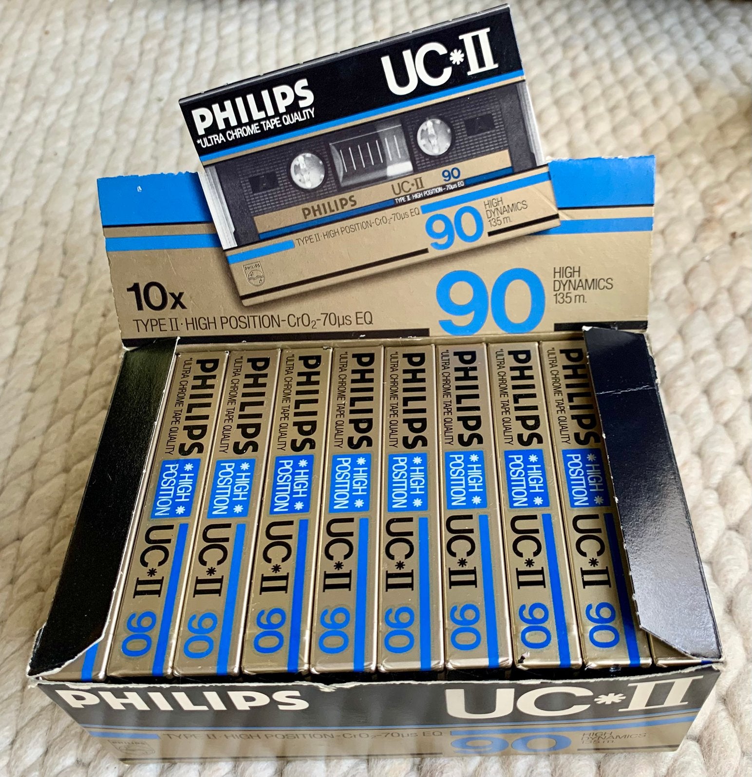 NOS doosje 10x Philips UCII-90 cassettebandjes UC*II 90 OVP, Cd's en Dvd's, Cassettebandjes, 2 t/m 25 bandjes, Ophalen of Verzenden