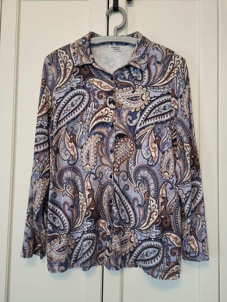 Sommermann blouse, paisleyprint, lichtblauw, bruin, maat 46, Kleding | Dames, Maat 46/48 (XL) of groter, Ophalen of Verzenden