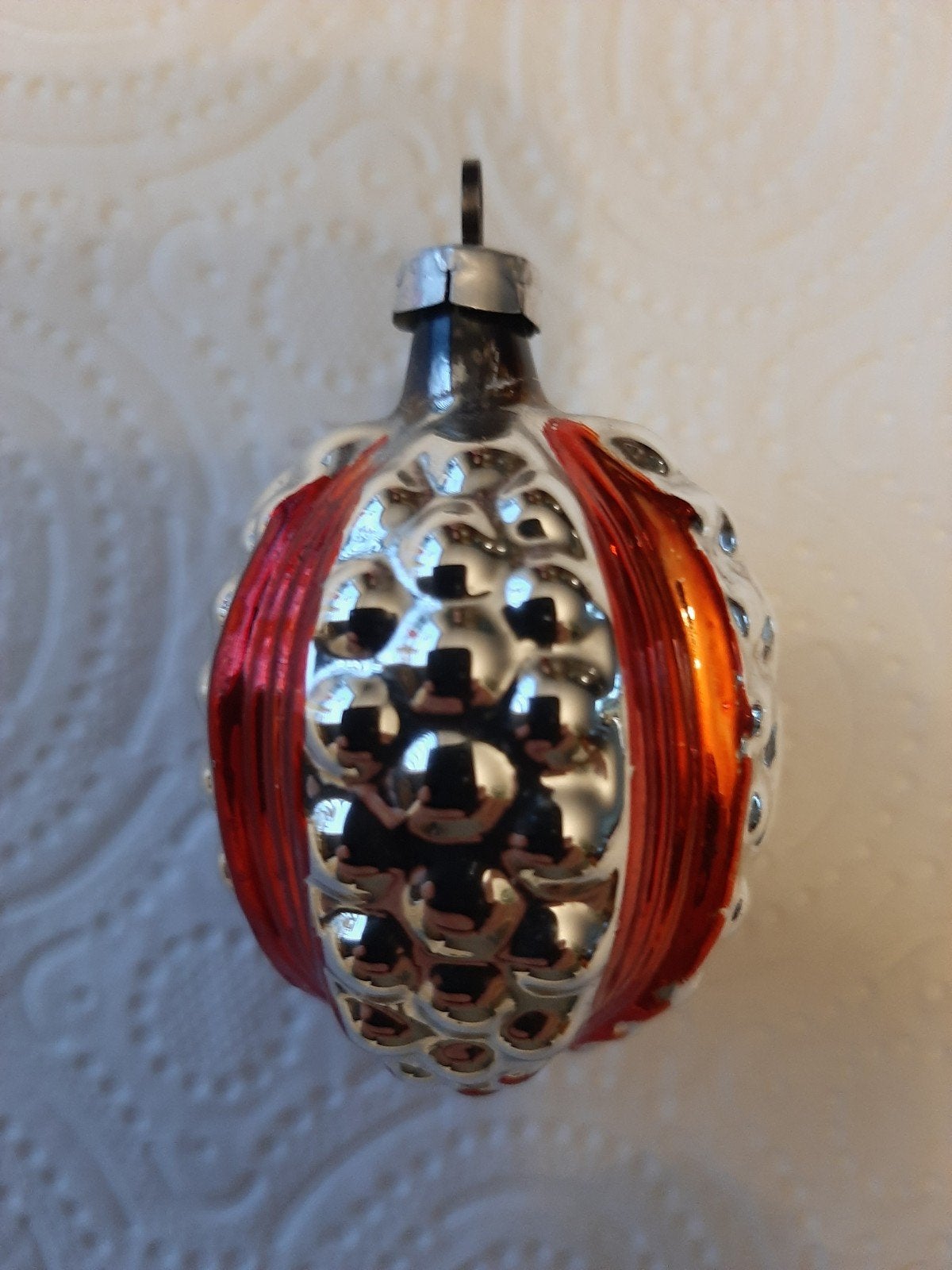 Vintage retro Antieke Kerstbal, Kerstornament glas oud., Ophalen of Verzenden, Zo goed als nieuw
