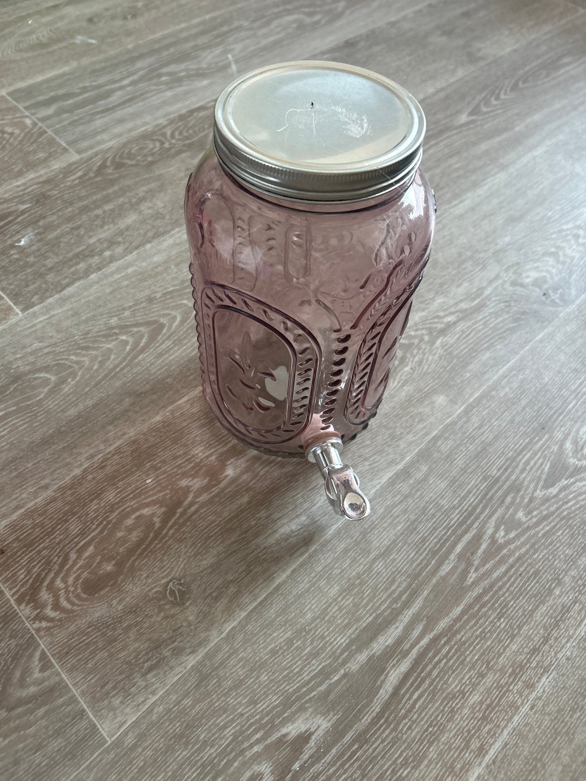 Glazen Drankdispenser met Kraantje - Roze, Gebruikt, Pot of Kruik, Ophalen of Verzenden, Glas