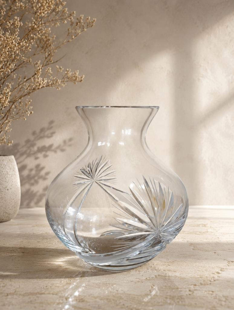 Vaasje, geslepen en handgeblazen glas,, Huis en Inrichting, Woonaccessoires | Vazen, Overige kleuren, Ophalen of Verzenden, Minder dan 50 cm