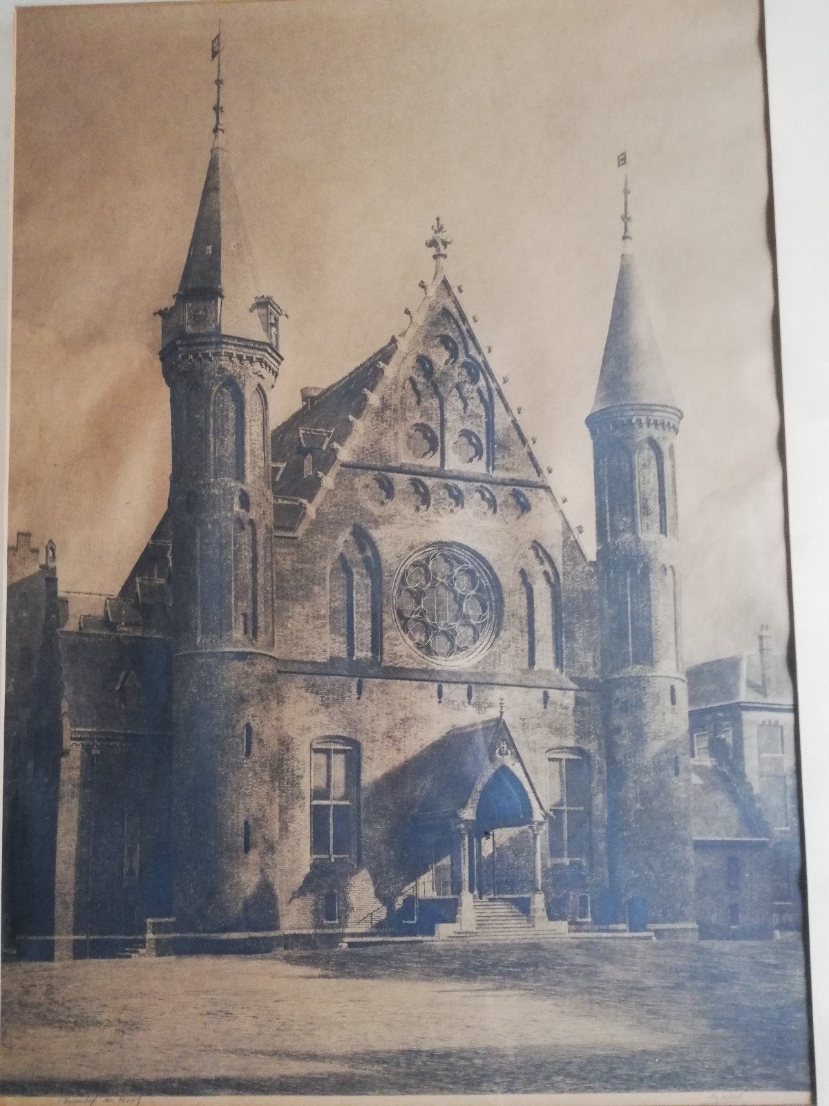 Dirk Harting. Binnenhof. 66/87 cm. Ca 1920. Litho., Ophalen