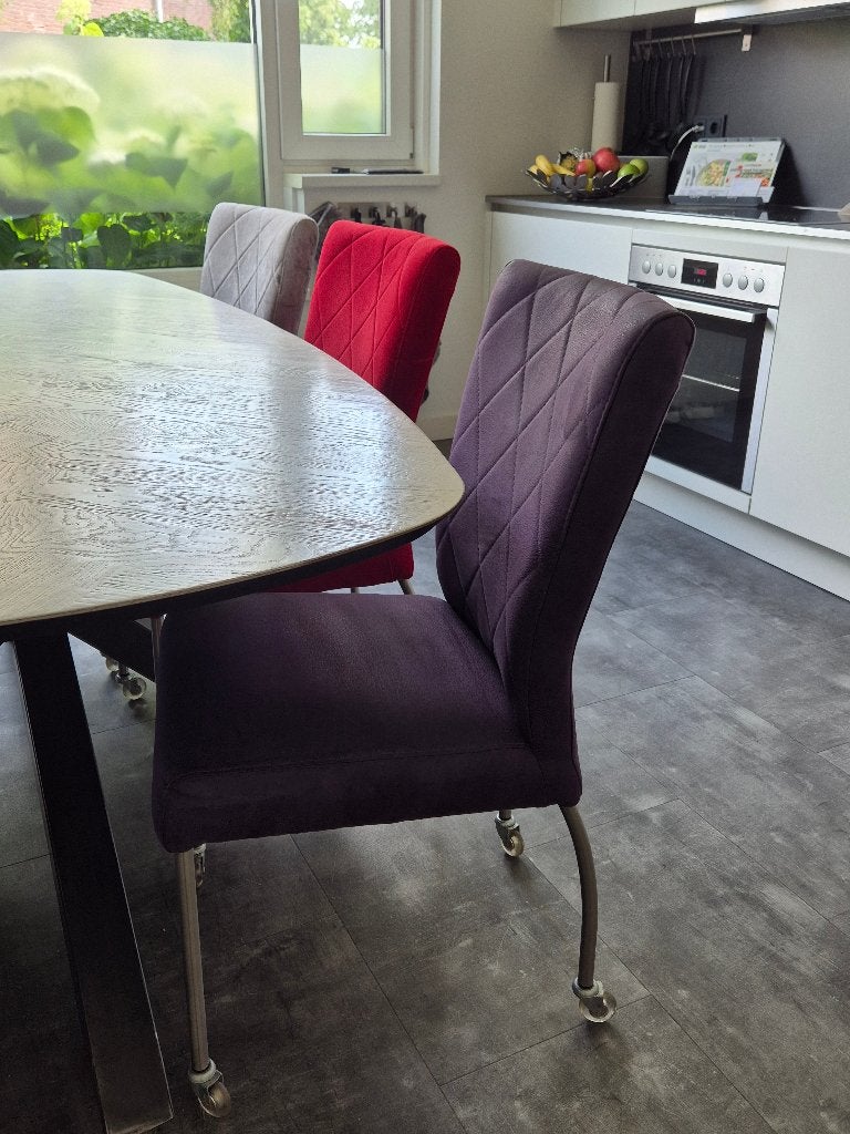 3 Eetkamerstoelen op wieltjes, Huis en Inrichting, Stoelen, Ophalen, Gebruikt, Overige kleuren, Drie