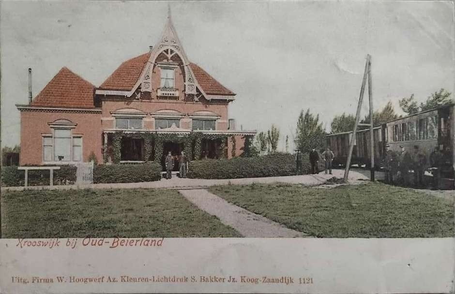 RTM tramhalte Krooswijk bij Oud-Beijerland (ZH) – ca. 1905, Ophalen of Verzenden, Voor 1920, Ongelopen, Zuid-Holland