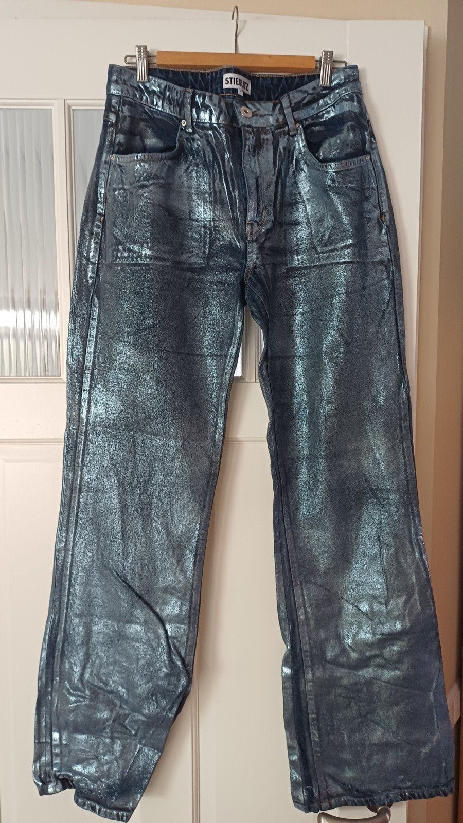 Stieglitz metallic jeans maat 42, Kleding | Dames, Broeken en Pantalons, Blauw, Maat 42/44 (L), Stieglitz, Ophalen of Verzenden