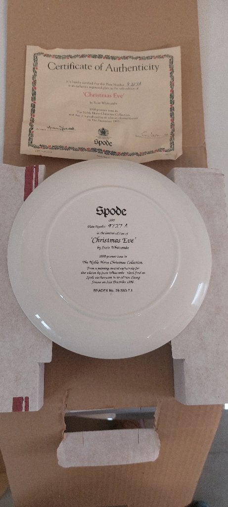 Spode 'Christmas Eve' bord met certificaat en doos, Ophalen, Overige merken, Klassiek, Zo goed als nieuw