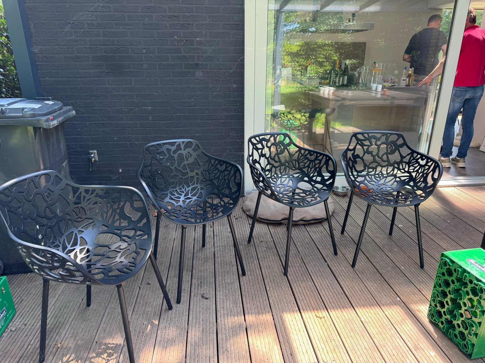 4 stalen tuinstoelen z.g.a.n., Tuin en Terras, Tuinstoelen, Ophalen, Zo goed als nieuw, Metaal