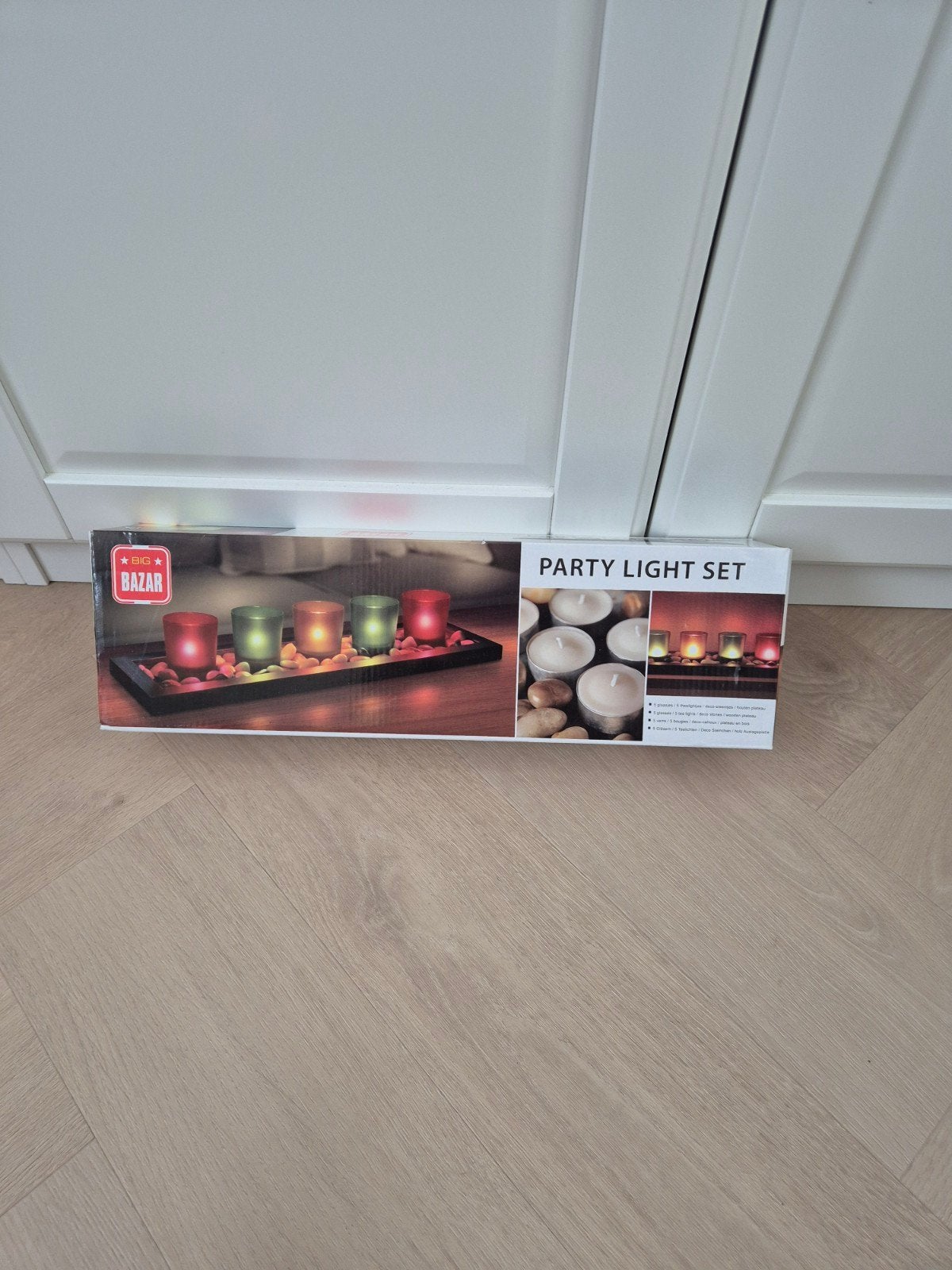 Sfeervolle decoratieset voor theelichtjes op een langwerpig, Ophalen of Verzenden, Zwart, Windlicht