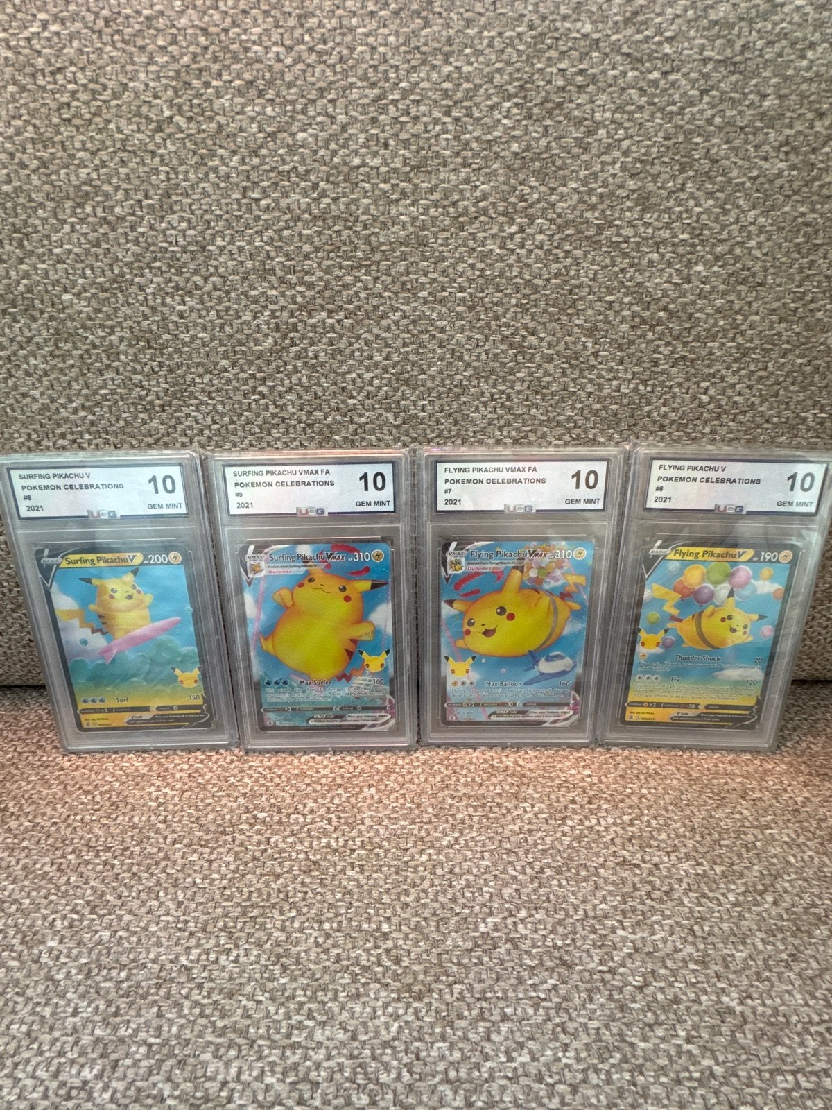 Pikachu Celebrations Set Graded 10 - UCG Gem Mint, Ophalen of Verzenden, Nieuw, Meerdere kaarten, Foil