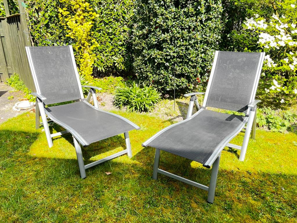 Aluminium lig lounge set , ligstoel, Ophalen, Zo goed als nieuw, Aluminium